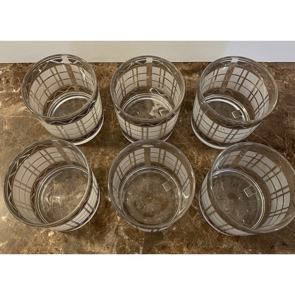 HJ Stotter 6 Acrylic Cups MCM Art Deco Old Fashioned Rock Glasses Frosted SET - Picture 3 of 16